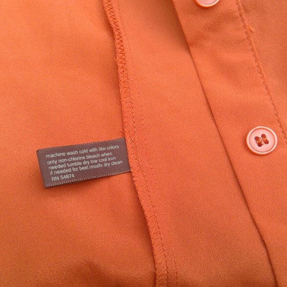 Burnt Orange Big Asymmetrical Ruffle Collar 3/4 Sleeve Blouse - Picture 6 of 6